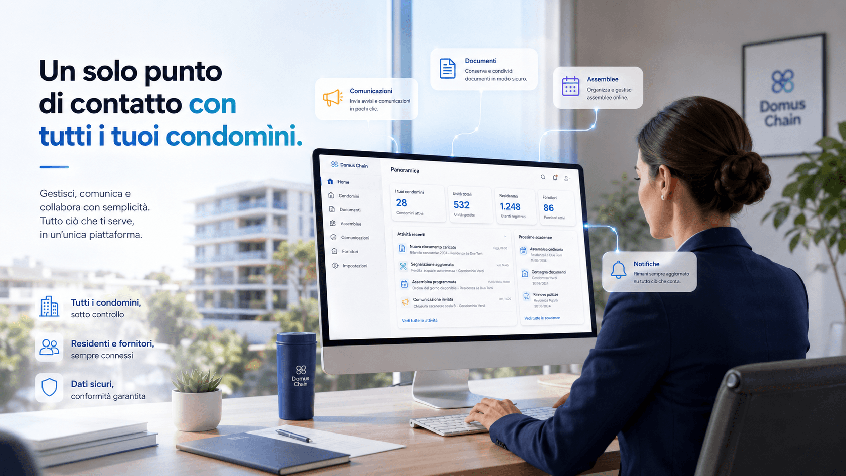 Amministratore che utilizza la piattaforma Domus Chain